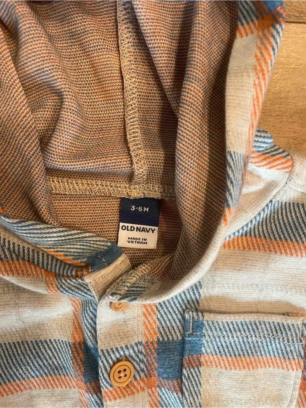 NWOT Baby Blue Plaid Hooded Button-Up Shirt
